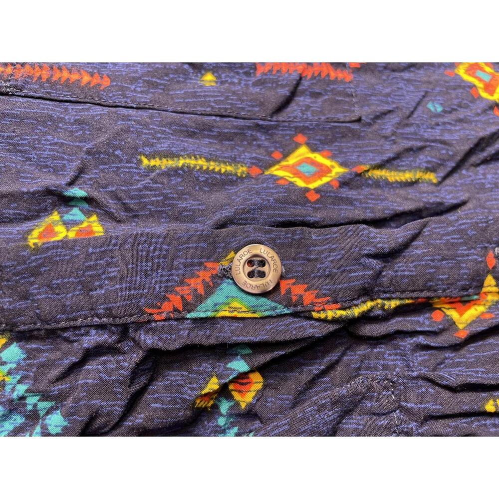 LuLaRoe Button Up Blouse Shirt Women's Sz Small Blue Western - Picture 5 of 6